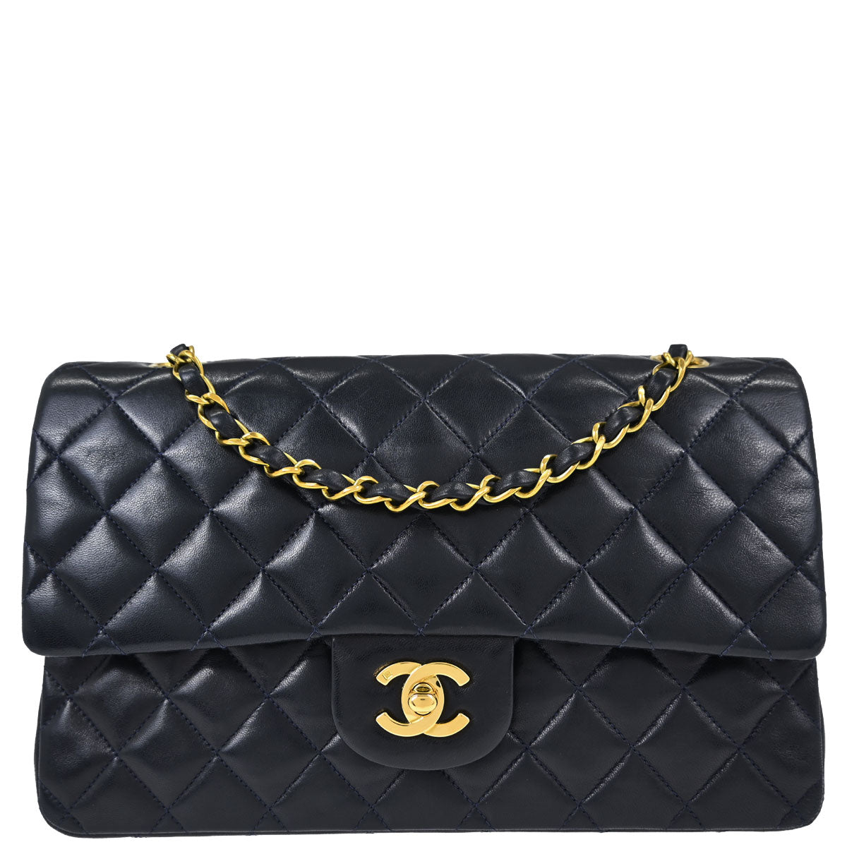 Chanel Navy Lambskin Medium Classic Double Flap Bag