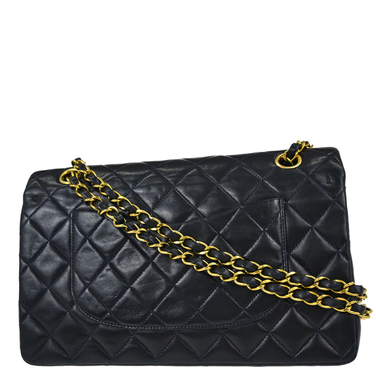 Chanel Navy Lambskin Medium Classic Double Flap Bag