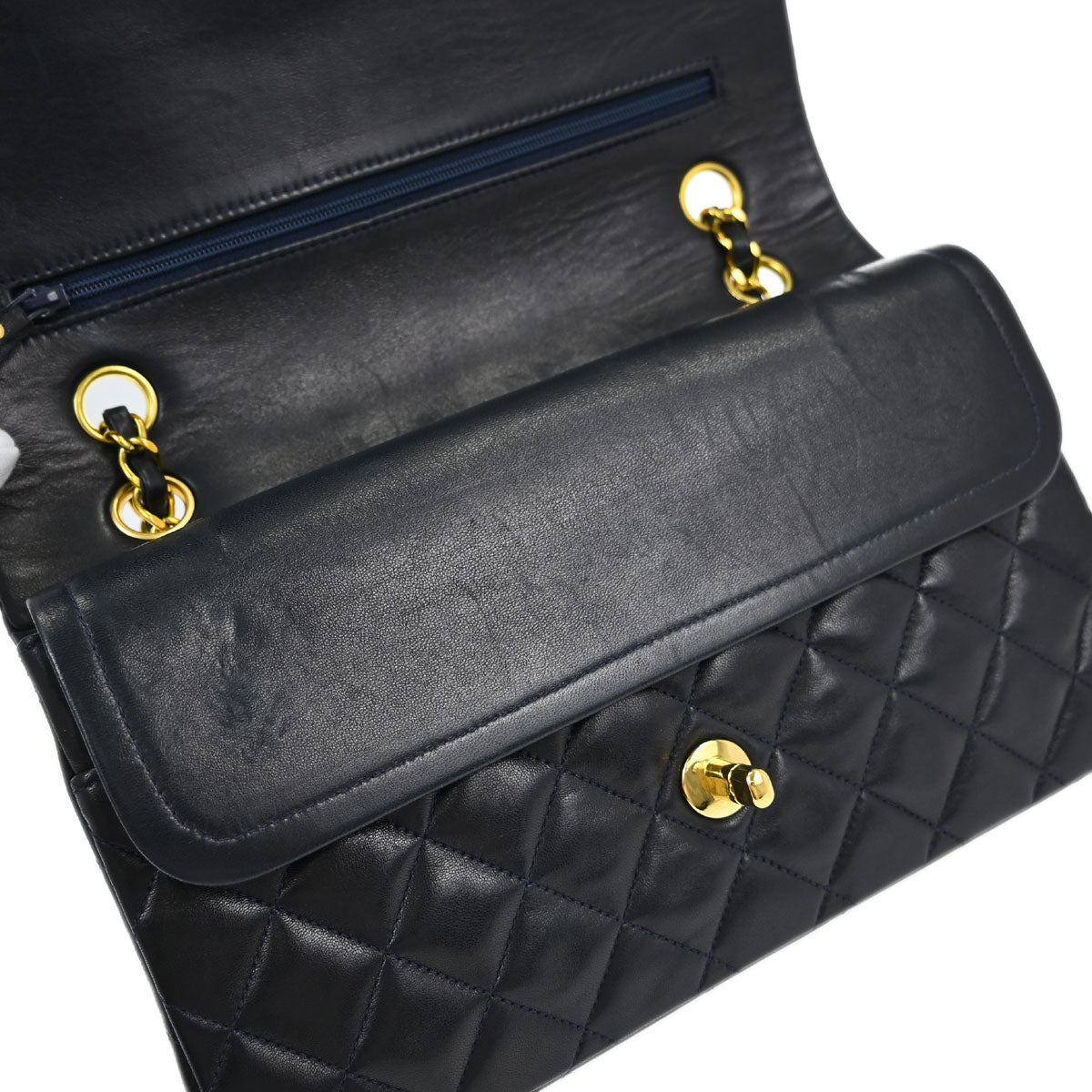 Chanel Navy Lambskin Medium Classic Double Flap Bag