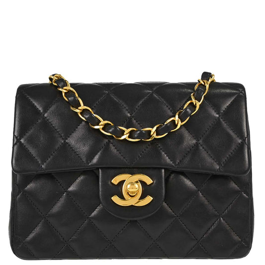 Chanel 1996-1997 Black Lambskin Mini Classic Square Flap Shoulder Bag 17