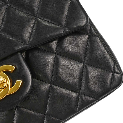Chanel 1996-1997 Black Lambskin Mini Classic Square Flap Shoulder Bag 17