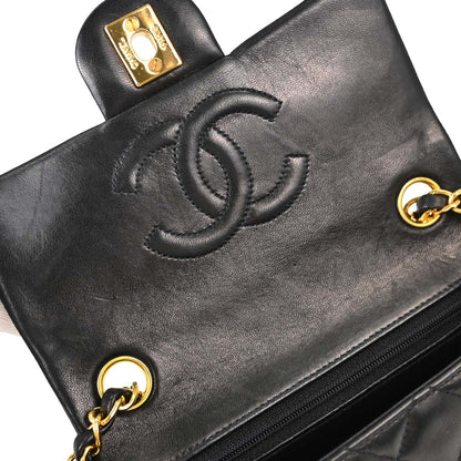 Chanel 1996-1997 Black Lambskin Mini Classic Square Flap Shoulder Bag 17