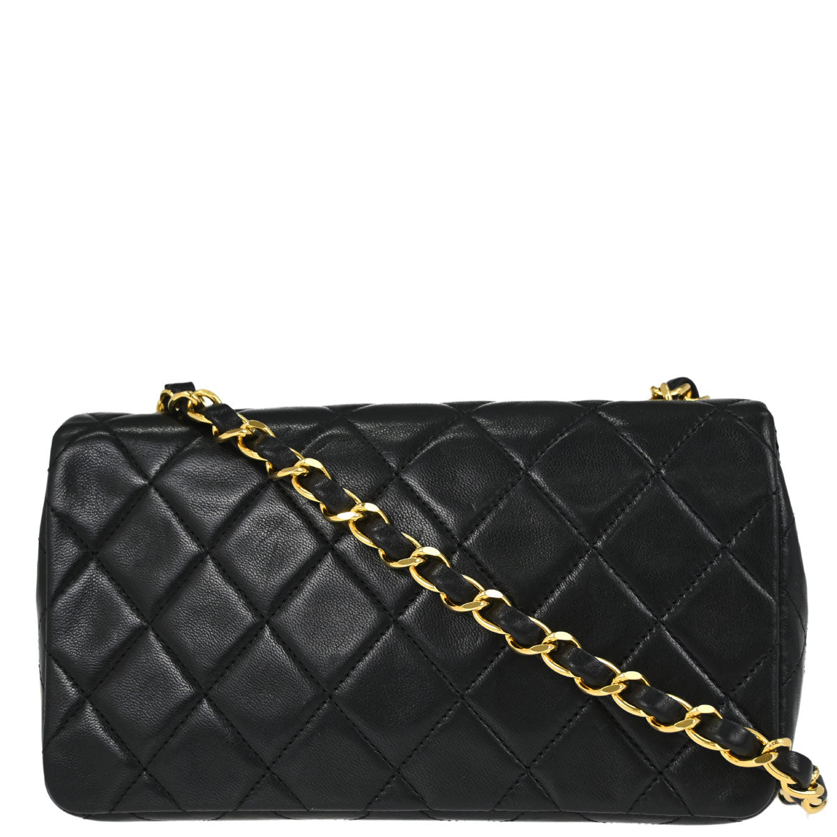 Chanel Black Lambskin Turnlock Mini Full Flap Shoulder Bag