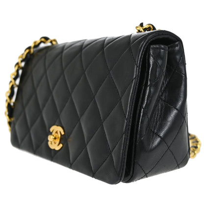 Chanel Black Lambskin Turnlock Mini Full Flap Shoulder Bag