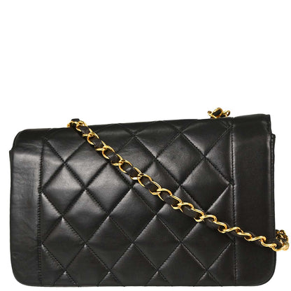 Chanel 1991-1994 Black Lambskin Small Diana Shoulder Bag