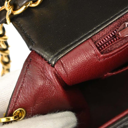 Chanel 1991-1994 Black Lambskin Small Diana Shoulder Bag