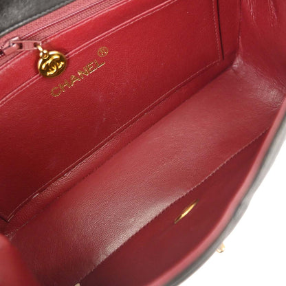 Chanel 1991-1994 Black Lambskin Small Diana Shoulder Bag