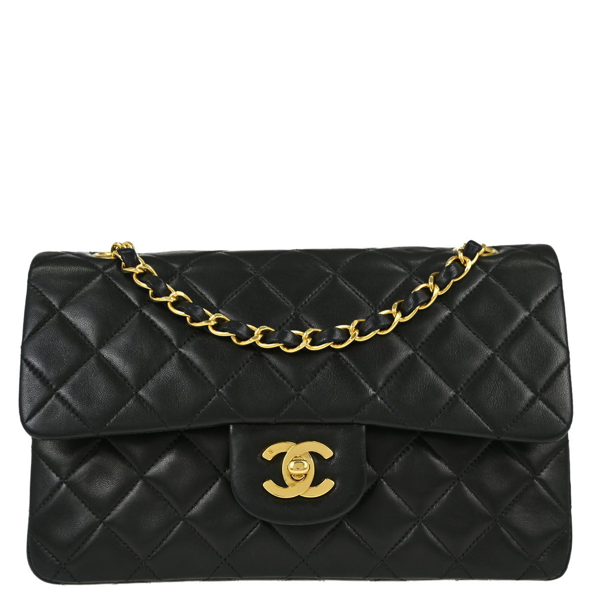 Chanel Black Lambskin Small Classic Double Flap Shoulder Bag