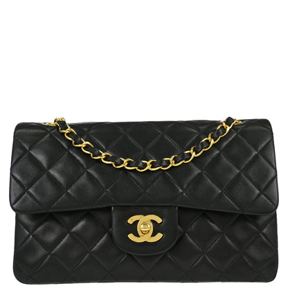 Chanel Black Lambskin Small Classic Double Flap Shoulder Bag