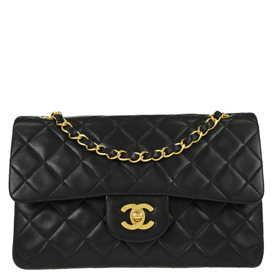 Chanel Black Lambskin Small Classic Double Flap Shoulder Bag
