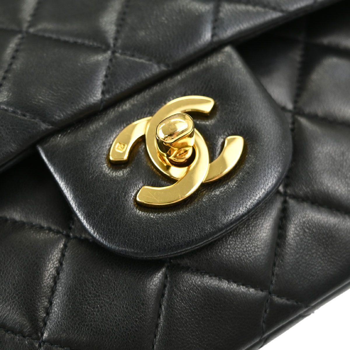 Chanel Black Lambskin Small Classic Double Flap Shoulder Bag