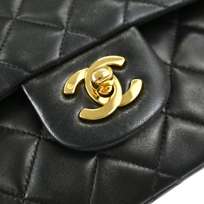 Chanel Black Lambskin Small Classic Double Flap Shoulder Bag