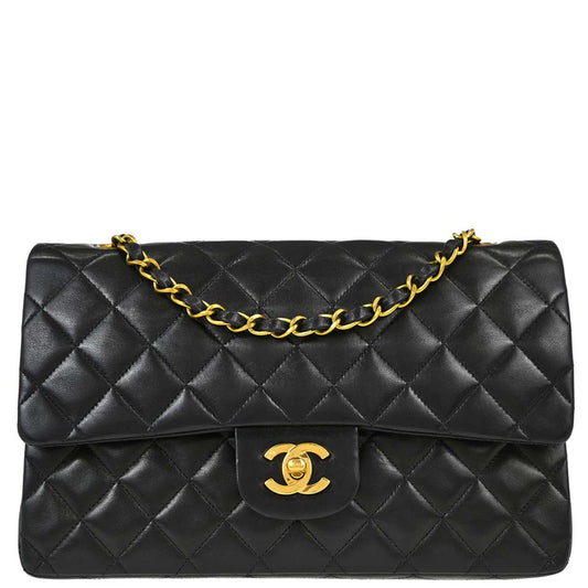 Chanel Black Lambskin Medium Classic Double Flap Shoulder Bag