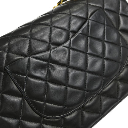 Chanel Black Lambskin Medium Classic Double Flap Shoulder Bag
