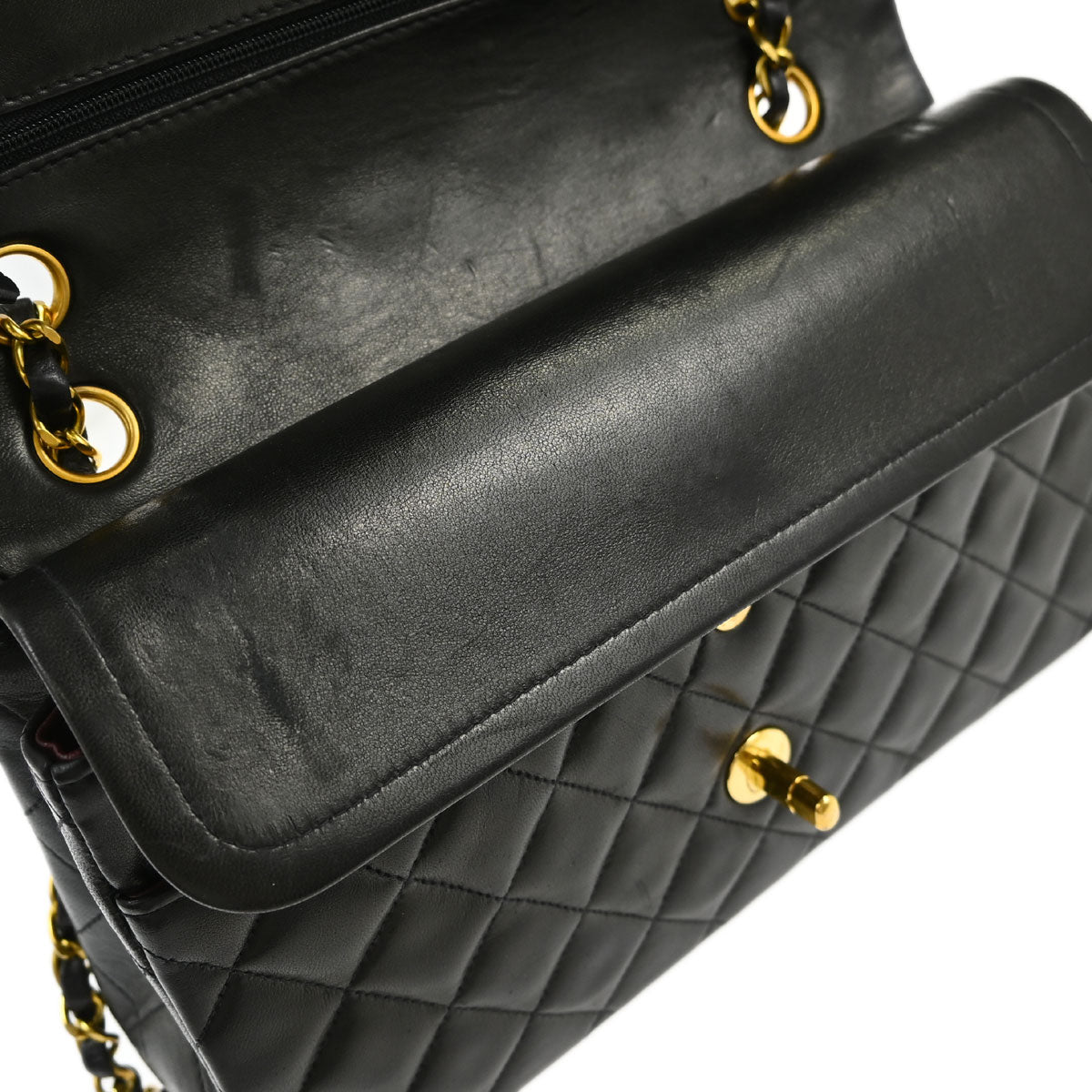 Chanel Black Lambskin Medium Classic Double Flap Shoulder Bag