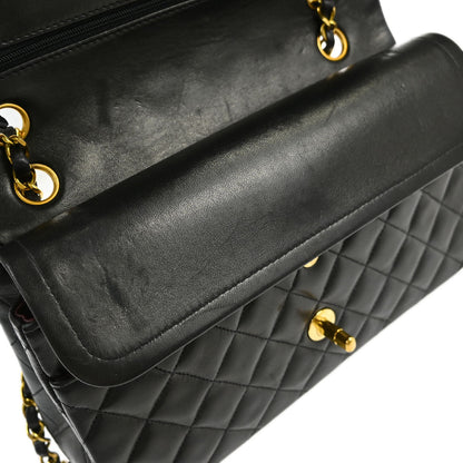 Chanel Black Lambskin Medium Classic Double Flap Shoulder Bag