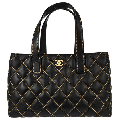 Chanel 2005-2006 Black Calfskin Wild Stitch Tote Handbag
