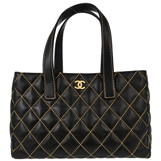 Chanel 2005-2006 Black Calfskin Wild Stitch Tote Handbag