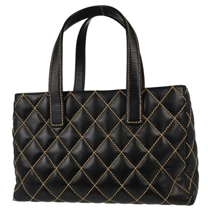 Chanel 2005-2006 Black Calfskin Wild Stitch Tote Handbag