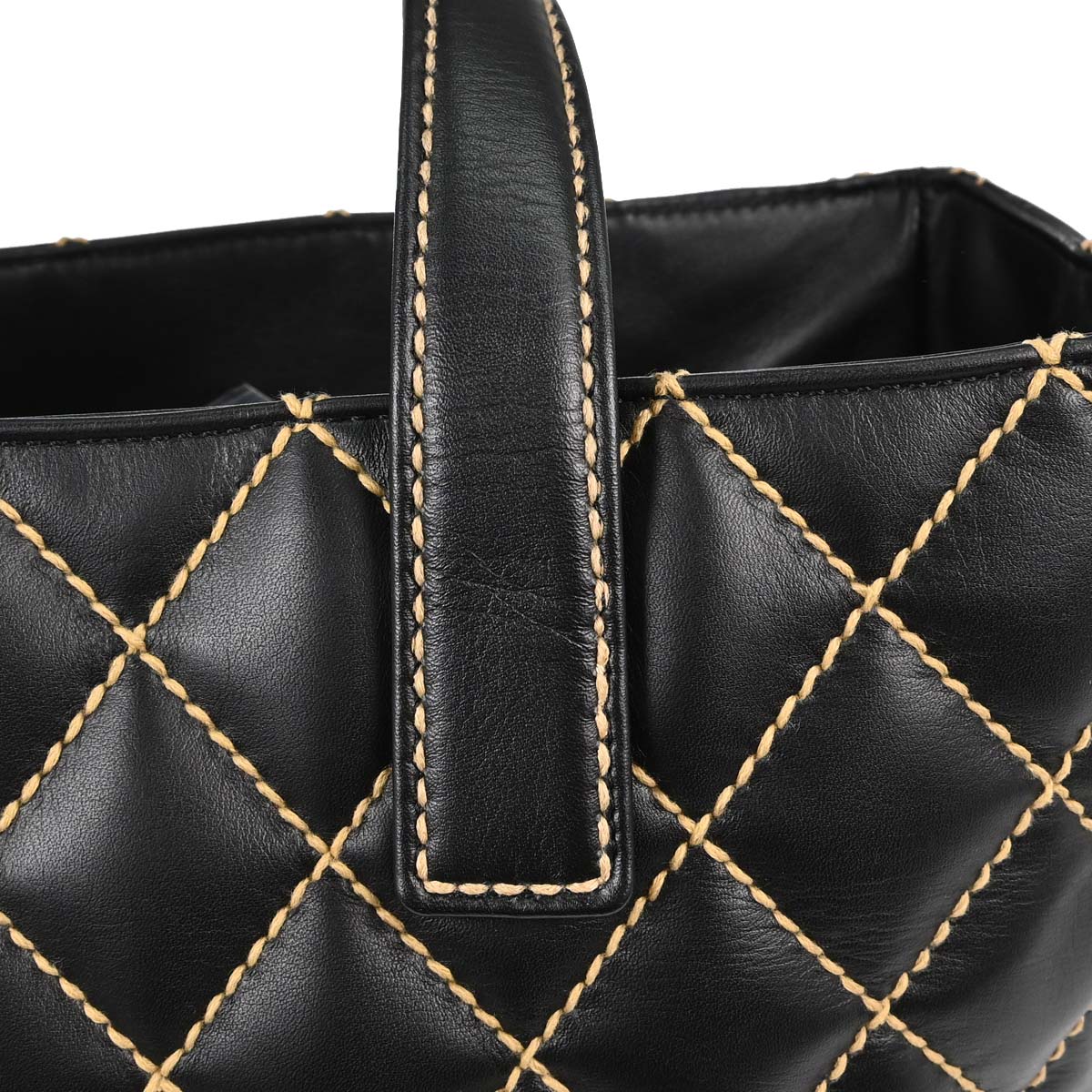 Chanel 2005-2006 Black Calfskin Wild Stitch Tote Handbag