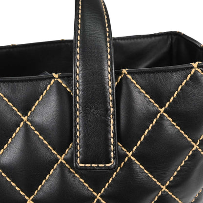 Chanel 2005-2006 Black Calfskin Wild Stitch Tote Handbag