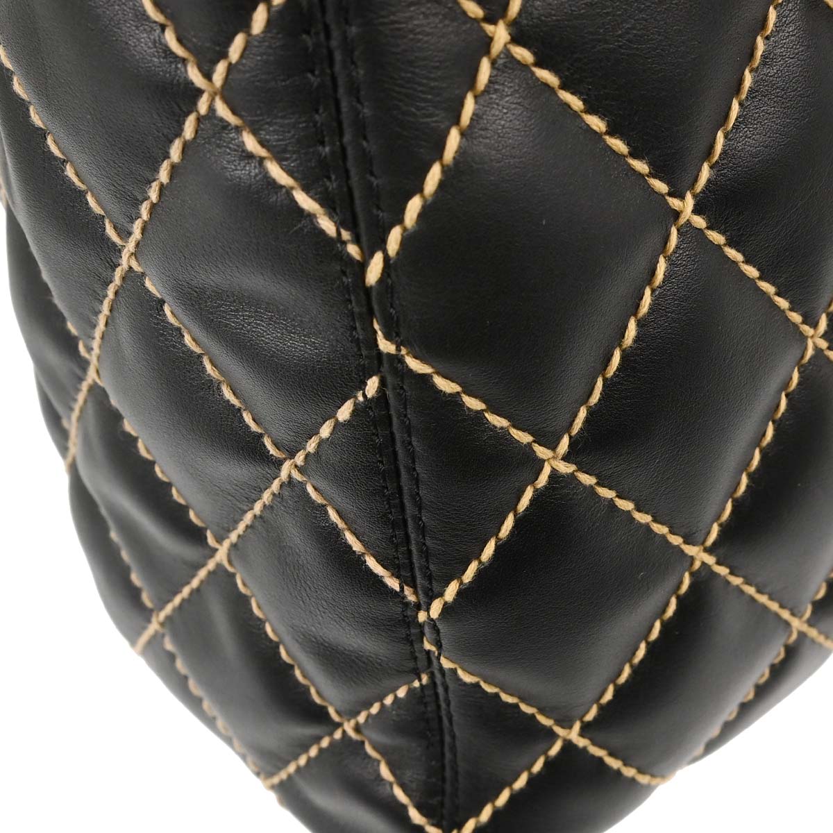 Chanel 2005-2006 Black Calfskin Wild Stitch Tote Handbag