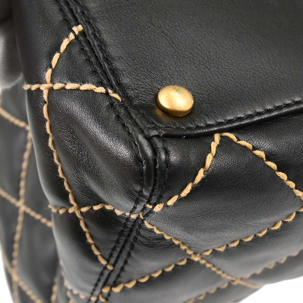 Chanel 2005-2006 Black Calfskin Wild Stitch Tote Handbag