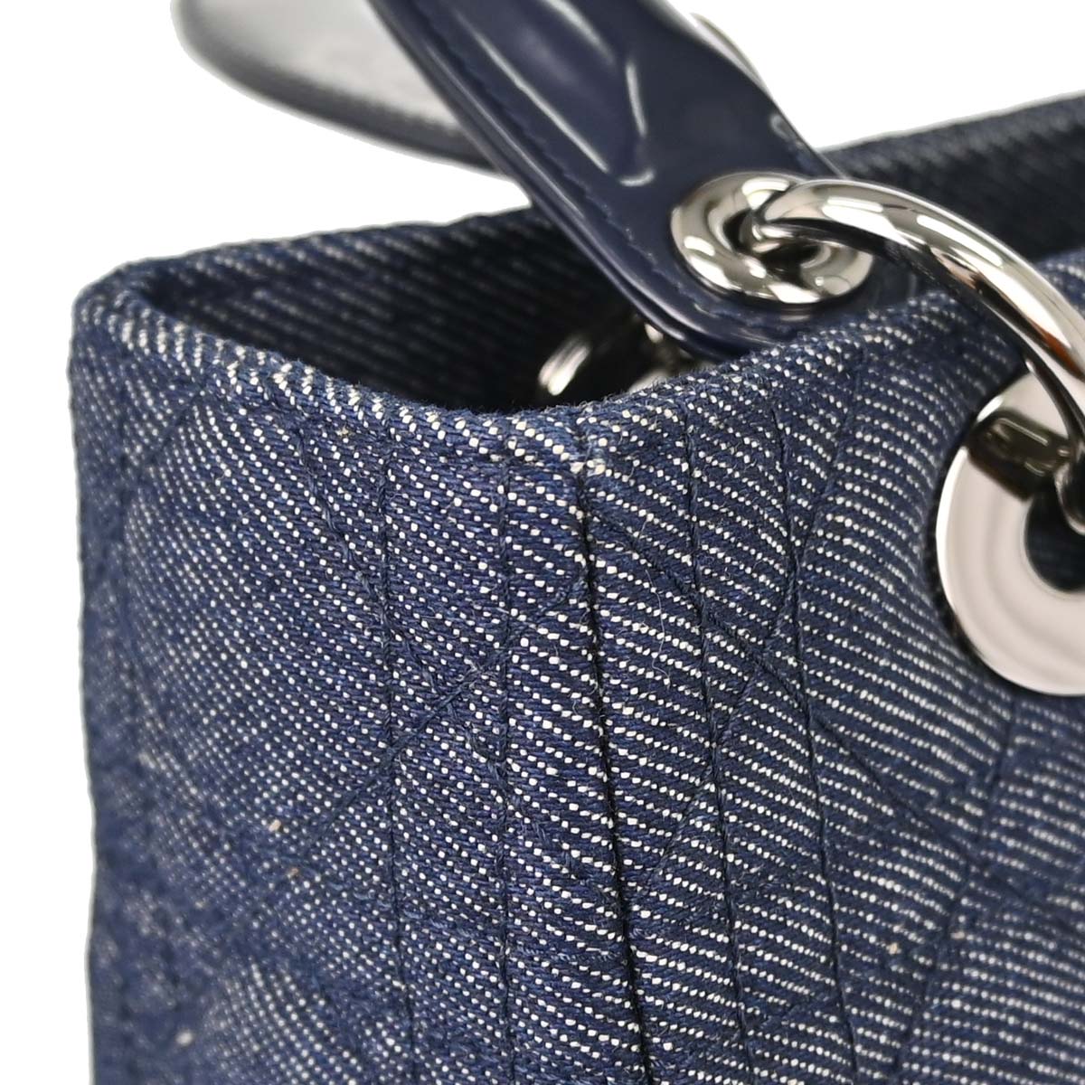 Christian Dior Indigo Denim Medium Lady Dior Cannage 2way Shoulder Handbag