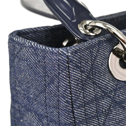 Christian Dior Indigo Denim Medium Lady Dior Cannage 2way Shoulder Handbag