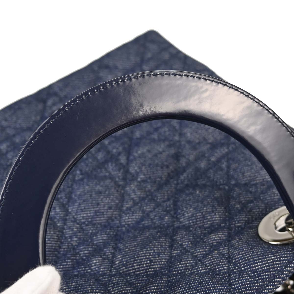 Christian Dior Indigo Denim Medium Lady Dior Cannage 2way Shoulder Handbag