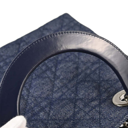 Christian Dior Indigo Denim Medium Lady Dior Cannage 2way Shoulder Handbag