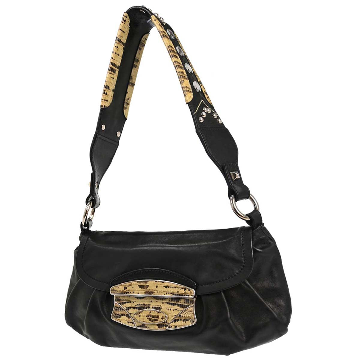 Prada * Black Leather Studded Handbag