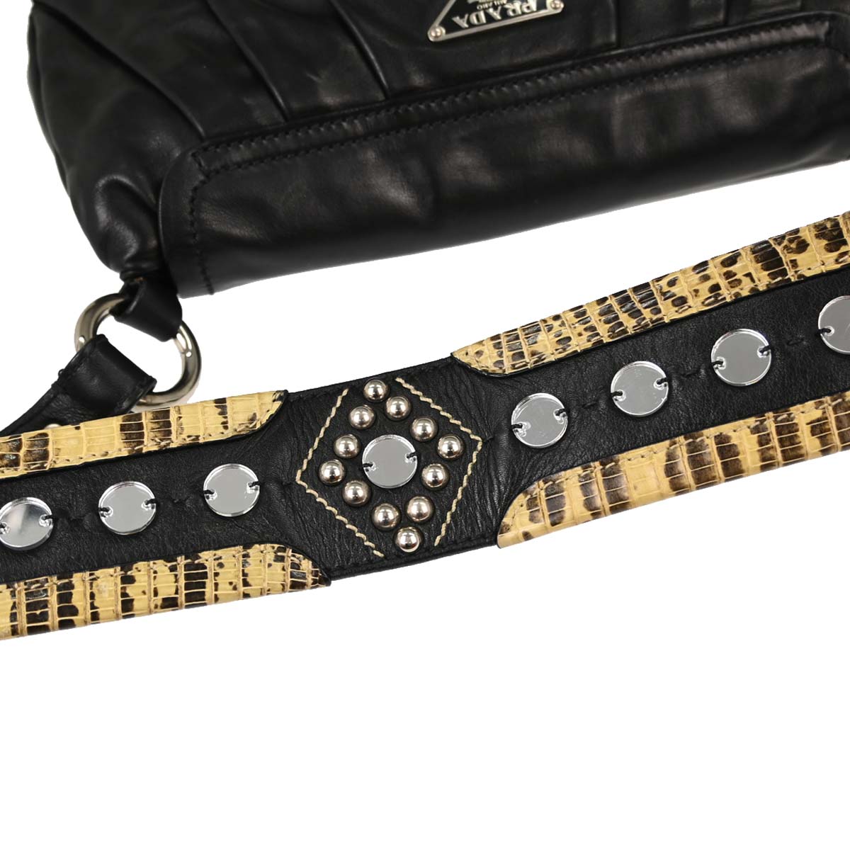Prada * Black Leather Studded Handbag