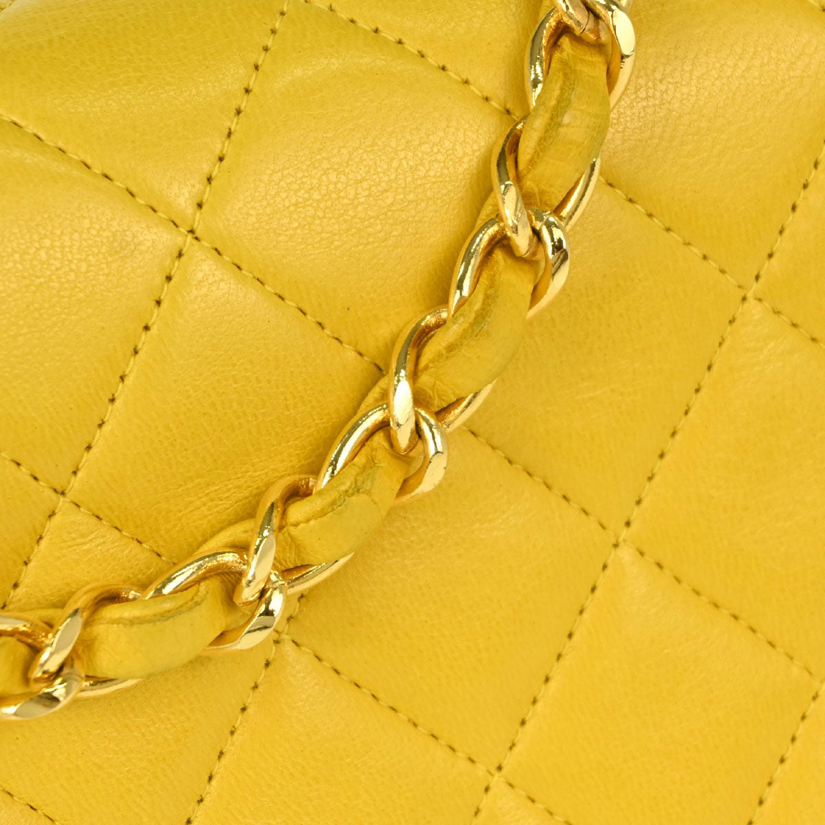 Chanel Yellow Lambskin Turnlock Mini Full Flap Shoulder Bag