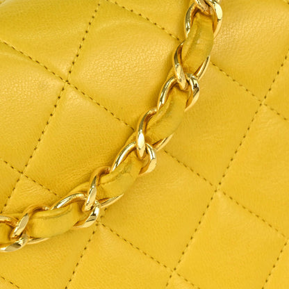 Chanel Yellow Lambskin Turnlock Mini Full Flap Shoulder Bag