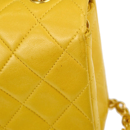 Chanel Yellow Lambskin Turnlock Mini Full Flap Shoulder Bag