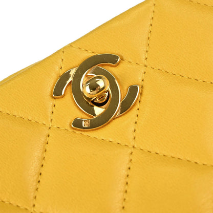 Chanel Yellow Lambskin Turnlock Mini Full Flap Shoulder Bag