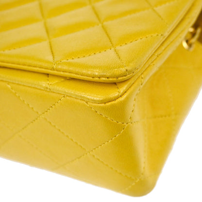 Chanel Yellow Lambskin Turnlock Mini Full Flap Shoulder Bag