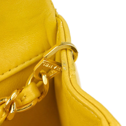 Chanel Yellow Lambskin Turnlock Mini Full Flap Shoulder Bag