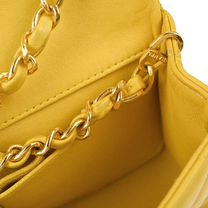 Chanel Yellow Lambskin Turnlock Mini Full Flap Shoulder Bag