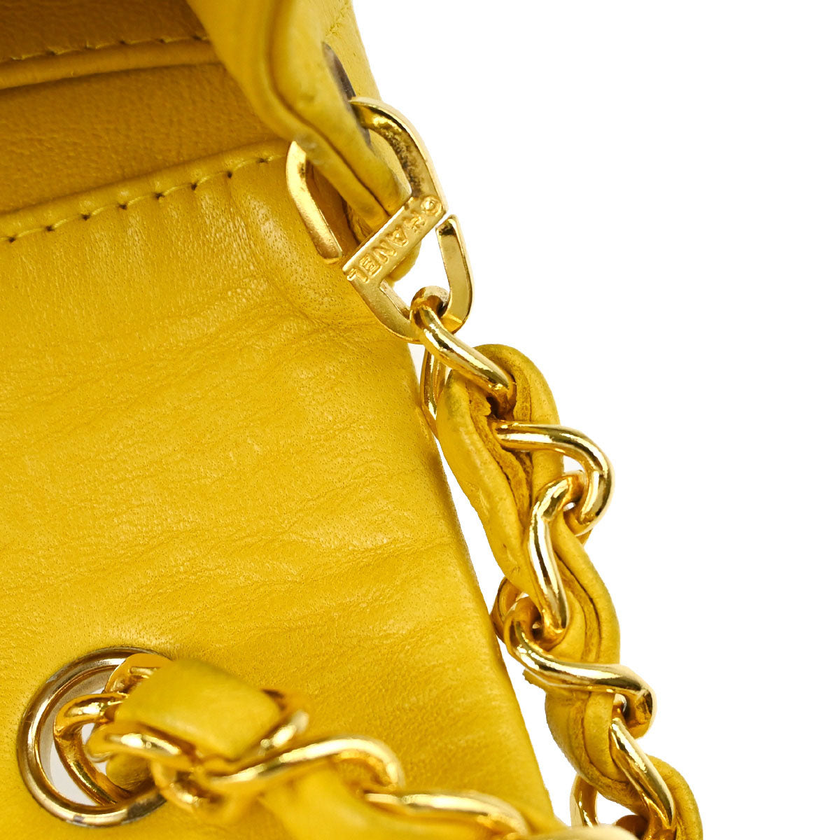 Chanel Yellow Lambskin Turnlock Mini Full Flap Shoulder Bag