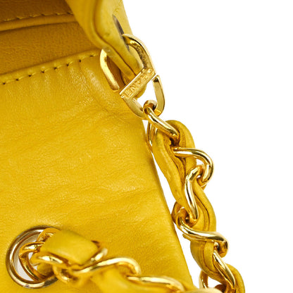 Chanel Yellow Lambskin Turnlock Mini Full Flap Shoulder Bag