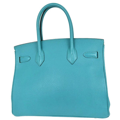 Hermes Turquoise Chevre Birkin 30 Handbag