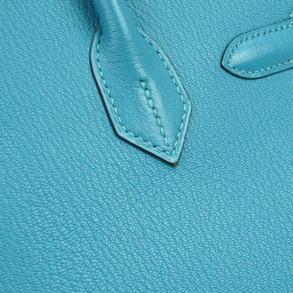 Hermes Turquoise Chevre Birkin 30 Handbag