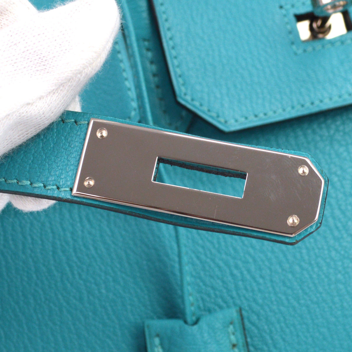 Hermes Turquoise Chevre Birkin 30 Handbag