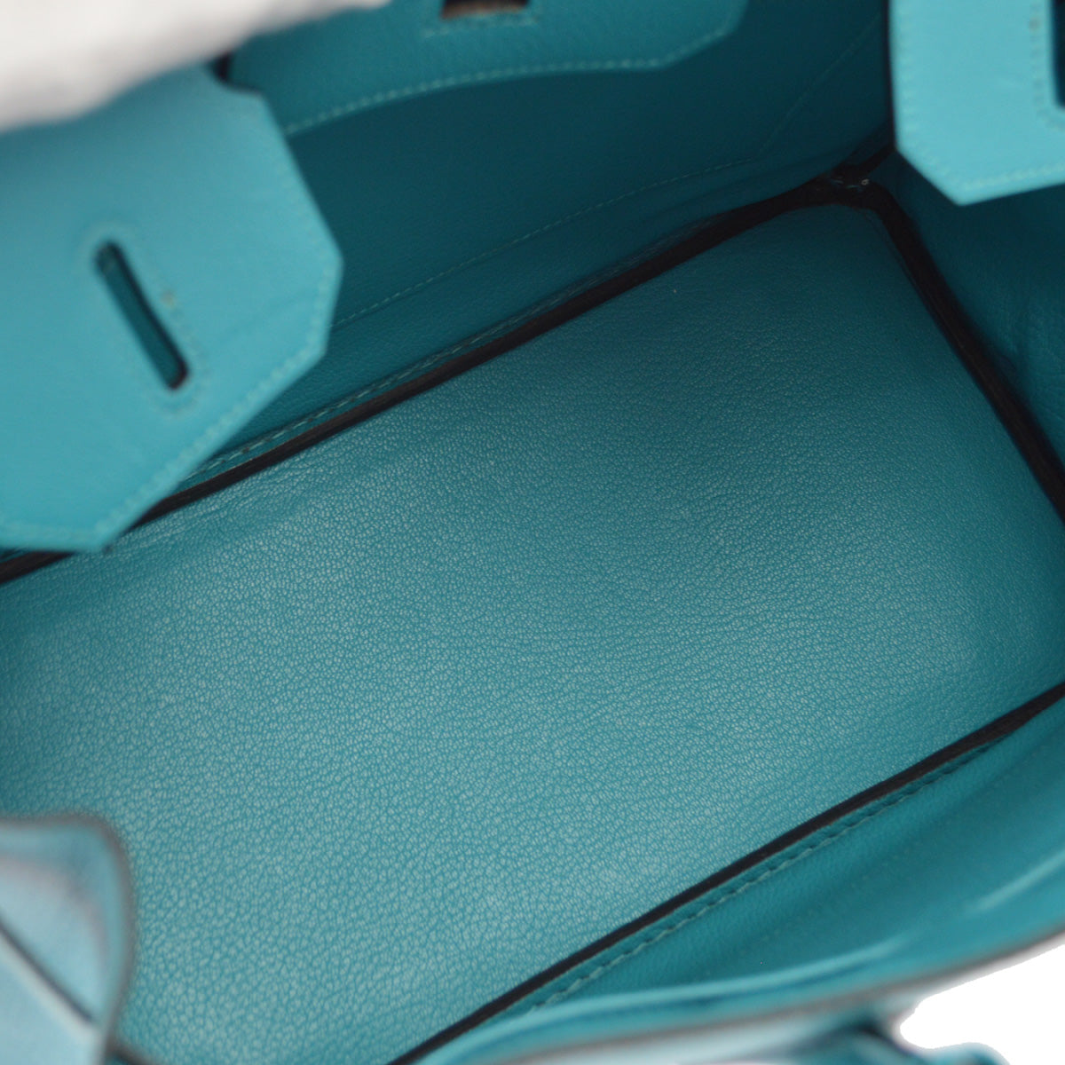 Hermes Turquoise Chevre Birkin 30 Handbag