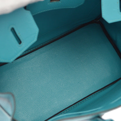 Hermes Turquoise Chevre Birkin 30 Handbag