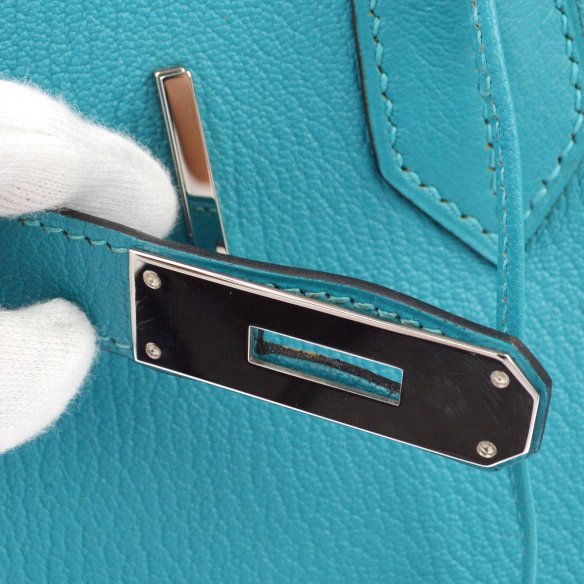 Hermes Turquoise Chevre Birkin 30 Handbag