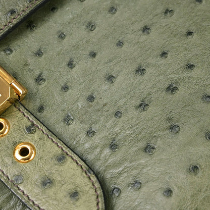 Hermes * Vert Olive Ostrich Sac a Depeches 41 Business Handbag