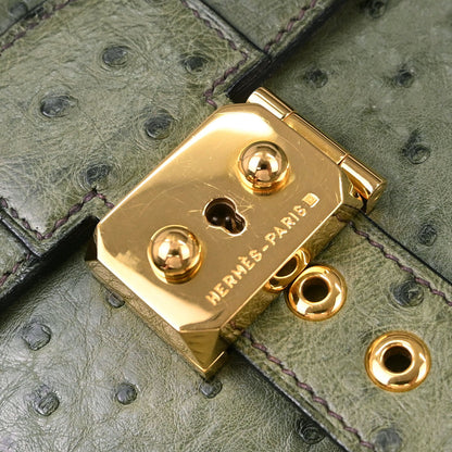 Hermes * Vert Olive Ostrich Sac a Depeches 41 Business Handbag